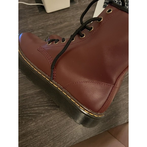 Sold Dr Martens Combat Boot Zavala Unisex  6/7 Cherry Red  Air wair Docs - Picture 4 of 8